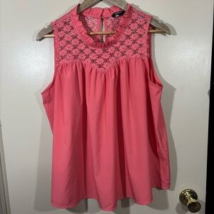 Zeagoo Coral/Pink Lace Sleeveless Top Size XL